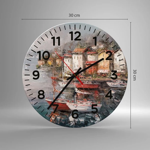 Wall clock - Clock on glass - Romantic Marina - 30x30 cm