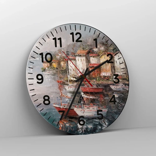 Wall clock - Clock on glass - Romantic Marina - 30x30 cm