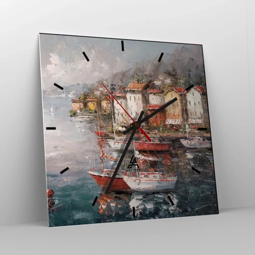 Wall clock - Clock on glass - Romantic Marina - 30x30 cm