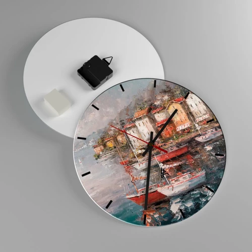 Wall clock - Clock on glass - Romantic Marina - 30x30 cm