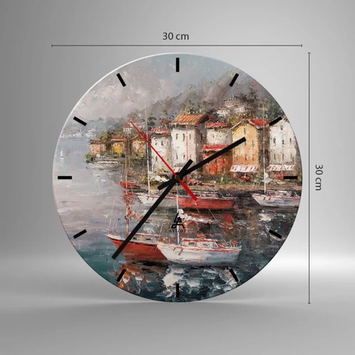 Wall clock - Clock on glass - Romantic Marina - 30x30 cm