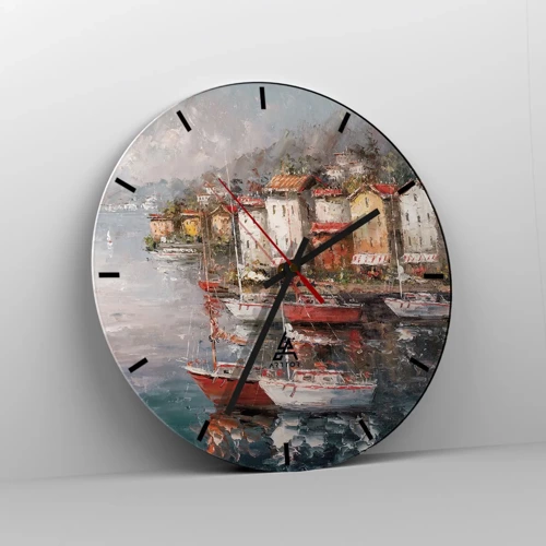 Wall clock - Clock on glass - Romantic Marina - 30x30 cm