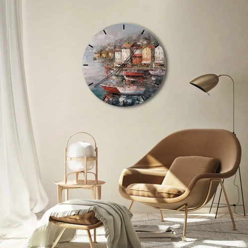 Wall clock - Clock on glass - Romantic Marina - 30x30 cm