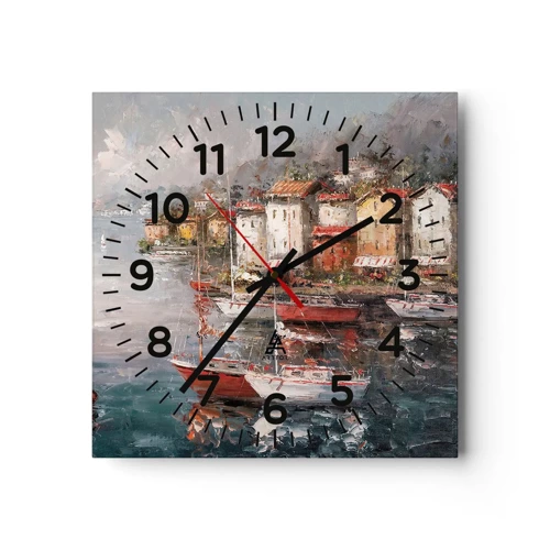 Wall clock - Clock on glass - Romantic Marina - 40x40 cm