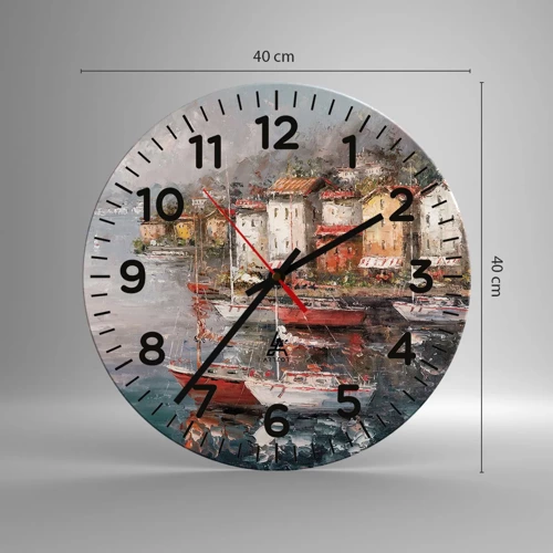 Wall clock - Clock on glass - Romantic Marina - 40x40 cm