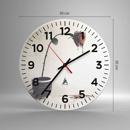 Wall clock - Clock on glass - Rosa Dolorosa - 30x30 cm