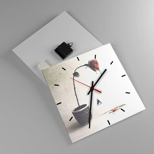 Wall clock - Clock on glass - Rosa Dolorosa - 30x30 cm