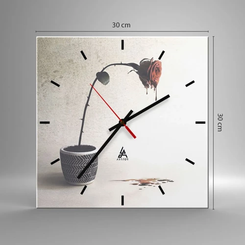 Wall clock - Clock on glass - Rosa Dolorosa - 30x30 cm