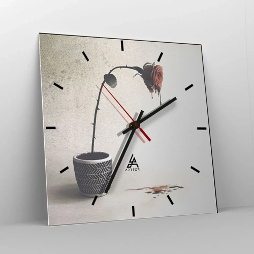 Wall clock - Clock on glass - Rosa Dolorosa - 30x30 cm