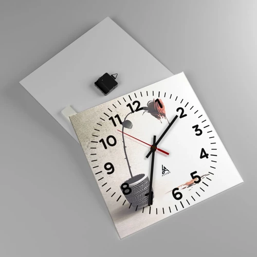 Wall clock - Clock on glass - Rosa Dolorosa - 40x40 cm