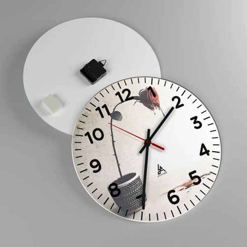 Wall clock - Clock on glass - Rosa Dolorosa - 40x40 cm