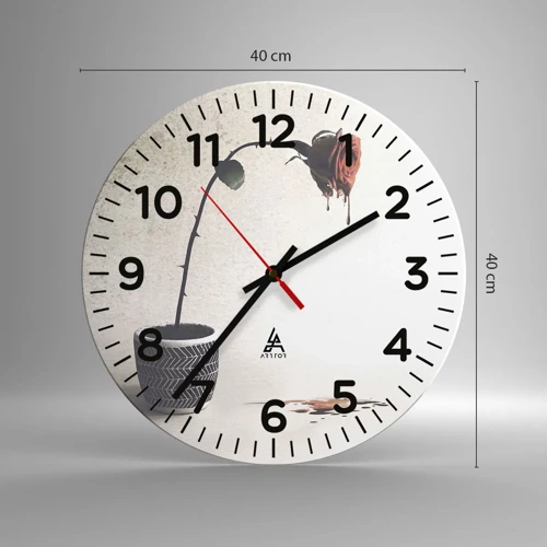 Wall clock - Clock on glass - Rosa Dolorosa - 40x40 cm