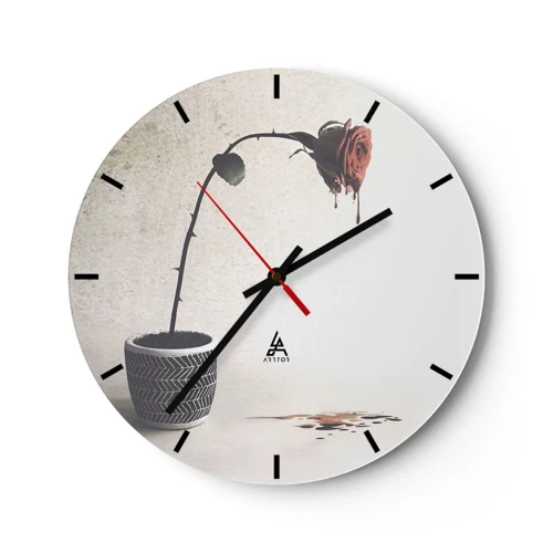 Wall clock - Clock on glass - Rosa Dolorosa - 40x40 cm