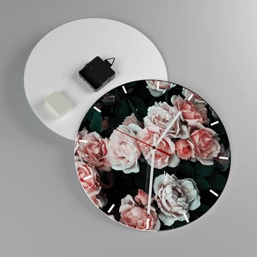 Wall clock - Clock on glass - Rose Ensemble - 30x30 cm