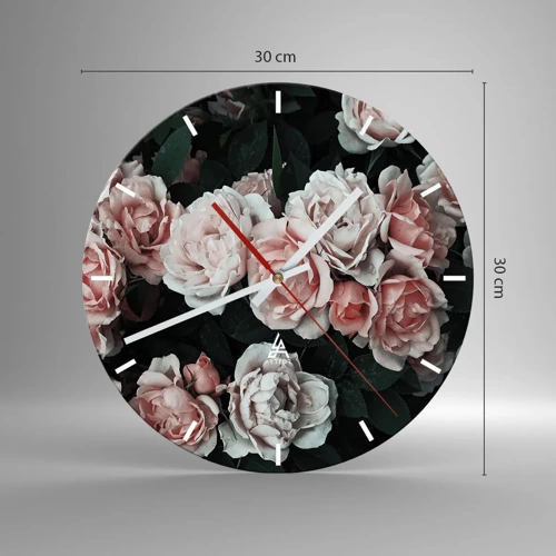 Wall clock - Clock on glass - Rose Ensemble - 30x30 cm