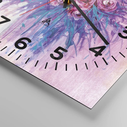 Wall clock - Clock on glass - Rose Fountain - 30x30 cm