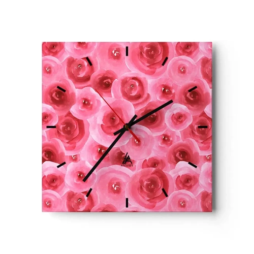 Wall clock - Clock on glass - Roses at the Bottom and at the Top - 30x30 cm