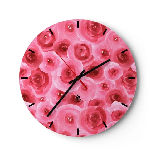 Wall clock - Clock on glass - Roses at the Bottom and at the Top - 30x30 cm