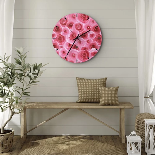 Wall clock - Clock on glass - Roses at the Bottom and at the Top - 30x30 cm