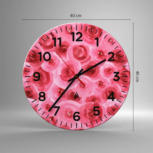 Wall clock - Clock on glass - Roses at the Bottom and at the Top - 40x40 cm