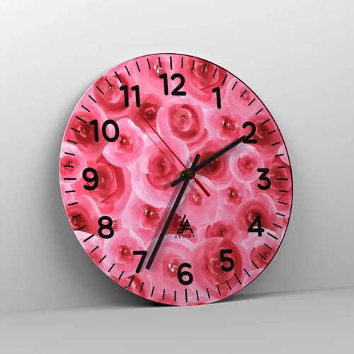 Wall clock - Clock on glass - Roses at the Bottom and at the Top - 40x40 cm