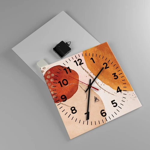 Wall clock - Clock on glass - Roundness and Movement - 30x30 cm