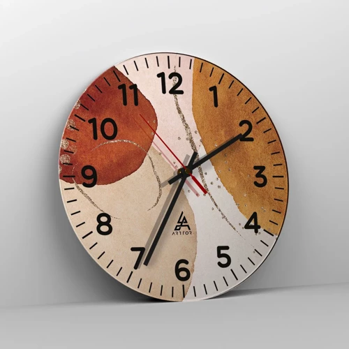 Wall clock - Clock on glass - Roundness and Movement - 30x30 cm