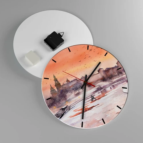 Wall clock - Clock on glass - Royal Sunset - 30x30 cm