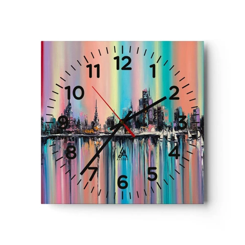 Wall clock - Clock on glass - Run down with Night Lights - 30x30 cm