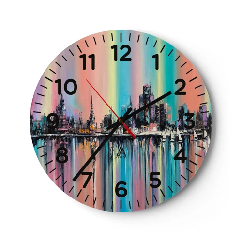 Wall clock - Clock on glass - Run down with Night Lights - 30x30 cm