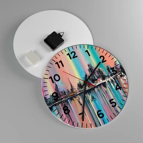 Wall clock - Clock on glass - Run down with Night Lights - 30x30 cm