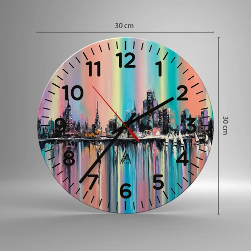 Wall clock - Clock on glass - Run down with Night Lights - 30x30 cm