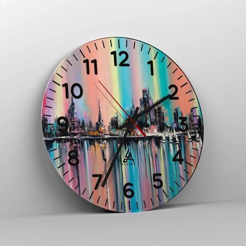 Wall clock - Clock on glass - Run down with Night Lights - 30x30 cm