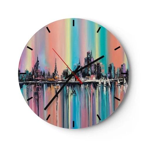 Wall clock - Clock on glass - Run down with Night Lights - 40x40 cm