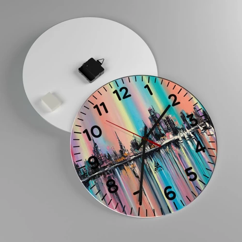 Wall clock - Clock on glass - Run down with Night Lights - 40x40 cm