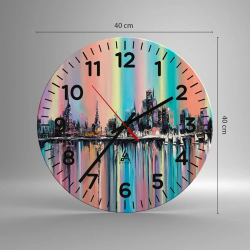 Wall clock - Clock on glass - Run down with Night Lights - 40x40 cm