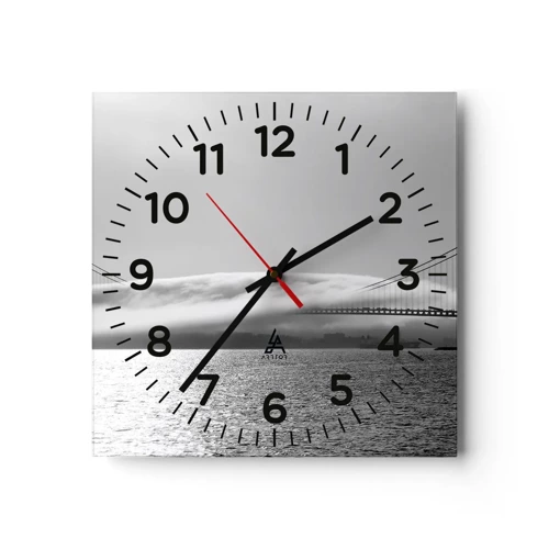 Wall clock - Clock on glass - Sailing through the Golden Gate - 30x30 cm