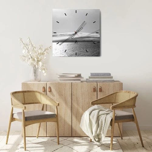 Wall clock - Clock on glass - Sailing through the Golden Gate - 30x30 cm