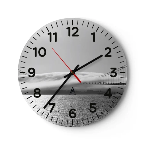 Wall clock - Clock on glass - Sailing through the Golden Gate - 30x30 cm