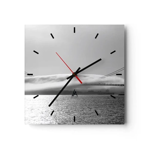 Wall clock - Clock on glass - Sailing through the Golden Gate - 40x40 cm