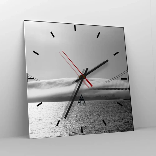 Wall clock - Clock on glass - Sailing through the Golden Gate - 40x40 cm