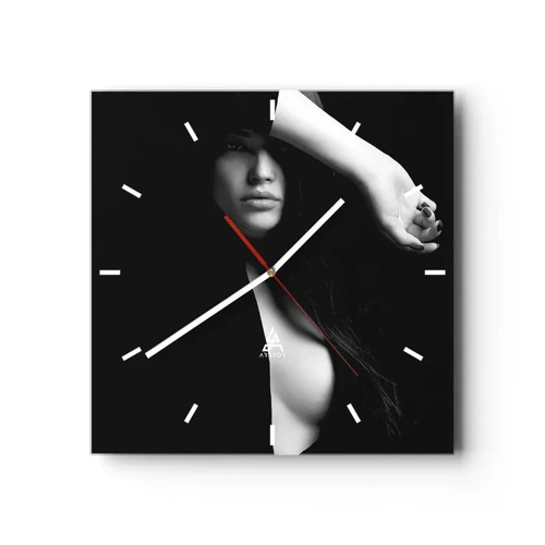 Wall clock - Clock on glass - School of Seduction - 30x30 cm