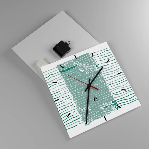 Wall clock - Clock on glass - Sea Abstract - 30x30 cm