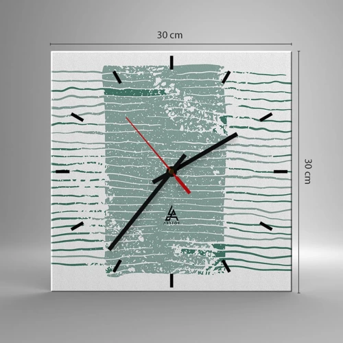 Wall clock - Clock on glass - Sea Abstract - 30x30 cm