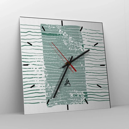 Wall clock - Clock on glass - Sea Abstract - 30x30 cm