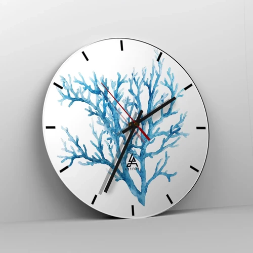 Wall clock - Clock on glass - Sea Filigree - 30x30 cm