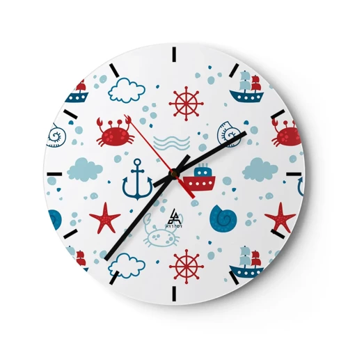 Wall clock - Clock on glass - Sea Tale - 30x30 cm