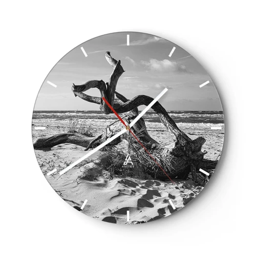 Wall clock - Clock on glass - Seaside Sculpture - 30x30 cm