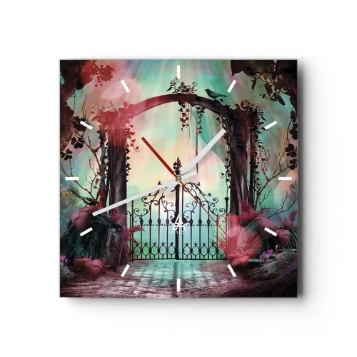 Wall clock - Clock on glass - Secret Garden - 30x30 cm