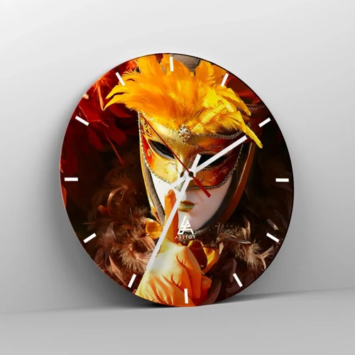 Wall clock - Clock on glass - Secret Is Part of the Game - 30x30 cm